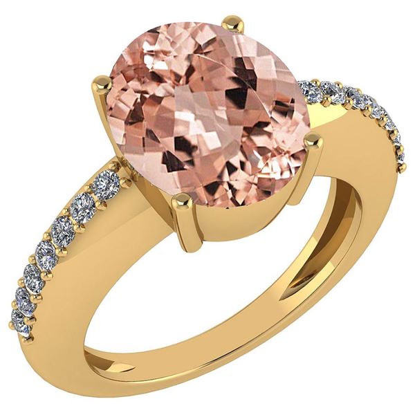 Certified 5.30 Ctw Morganite And Diamond VS/SI1 Ring 14