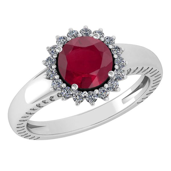 Certified 1.48 Ctw Ruby And Diamond Wedding/Engagement
