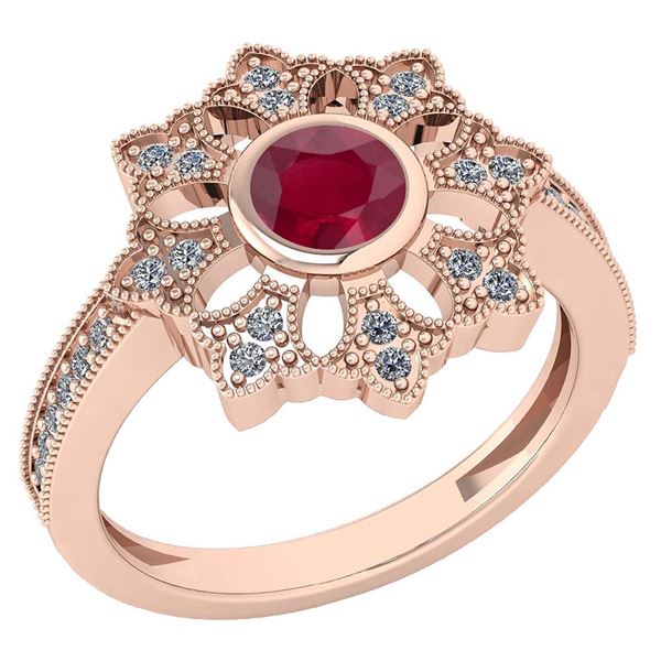 Certified 0.67 Ctw Ruby And Diamond VS/SI1 Engagement H