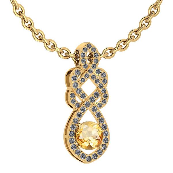 Certified 1.26 Ctw Citrine And Diamond VS/SI1 Necklace