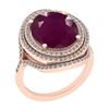 Image 1 : Certified 10.48 Ctw SI2/I1 Ruby And Diamond 14K Rose Go