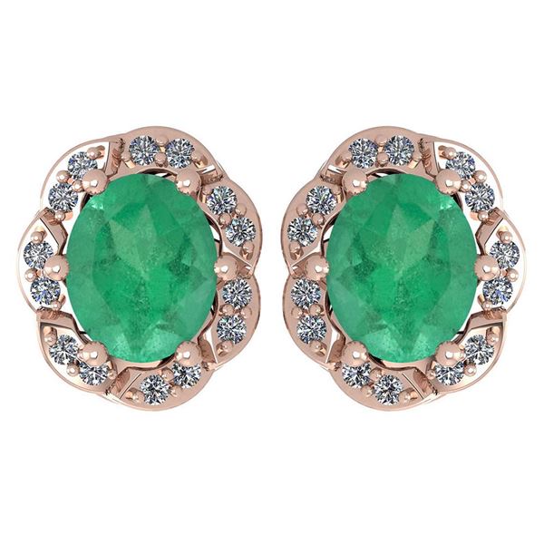 Certified 0.88 Ctw Emerlad And Diamond 14K Rose Gold St