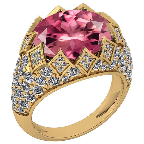Certified 7.81 Ctw Pink Tourmaline And Diamond VS/SI1 U