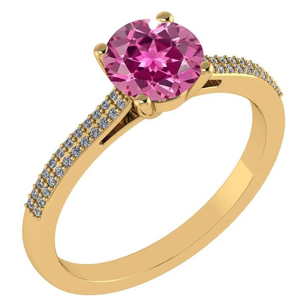 Certified 1.37 Ctw Pink Touramline And Diamond 14k Yell