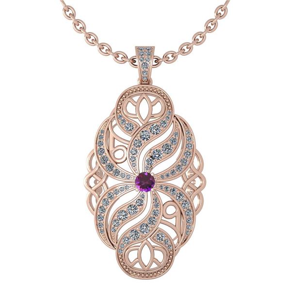 Certified 1.37 Ctw Amethyst And Diamond Necklace For St