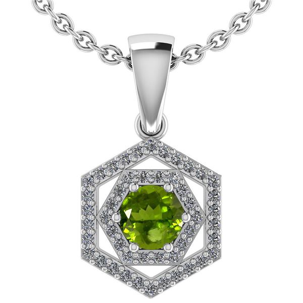 Certified 0.69 Ctw Peridot And Diamond 14k White Gold H