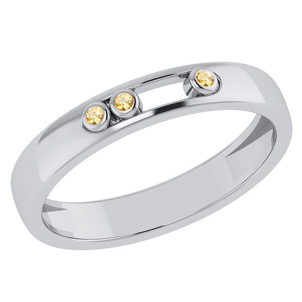 Certified 0.03Ctw Genuine Citrine 14k White Gold Band