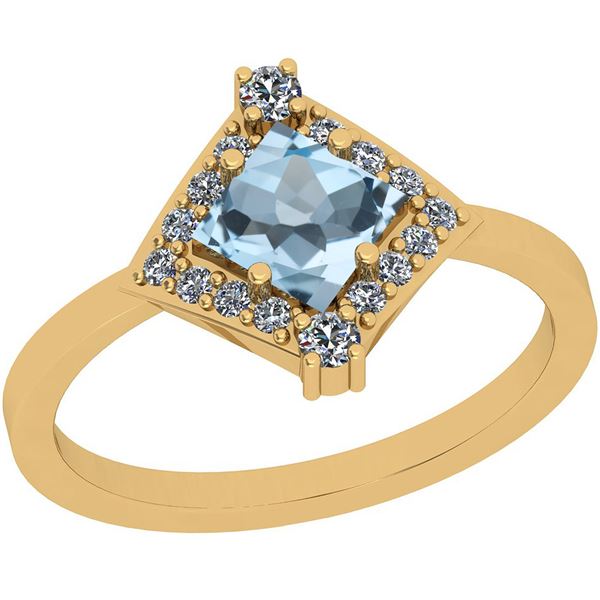 Certified 0.95 Ctw I2/I3 Blue Topaz And Diamond 10K Yel