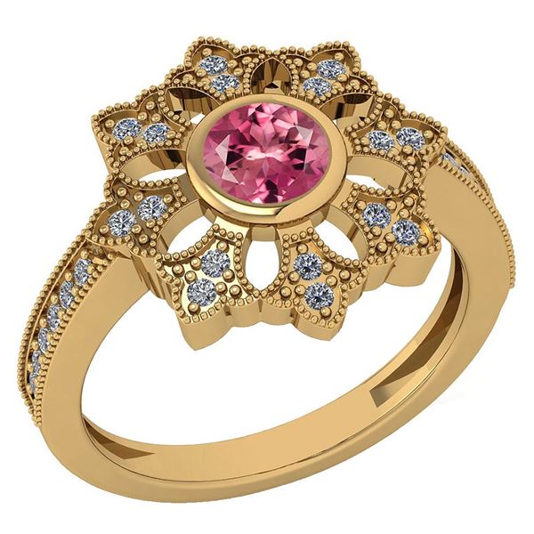 Certified 0.67 Ctw Pink Tourmaline And Diamond VS/SI1 E