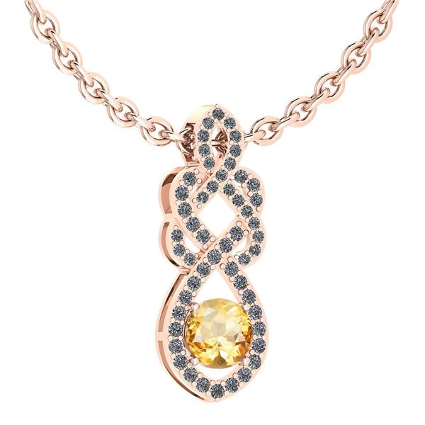 Certified 1.26 Ctw Citrine And Diamond VS/SI1 Necklace