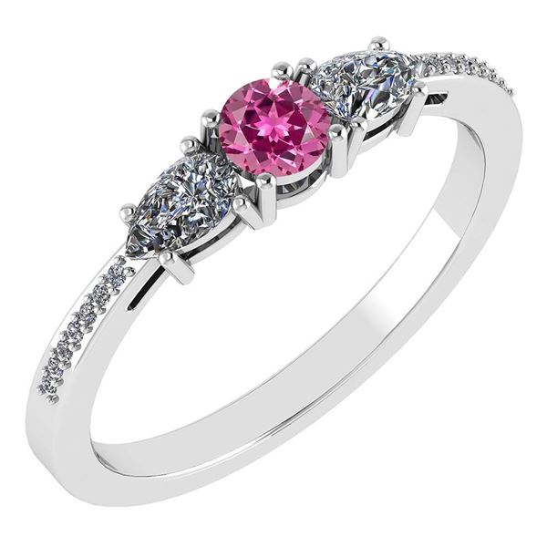 Certified 0.77 Ctw Pink Tourmaline And Diamond Platinum