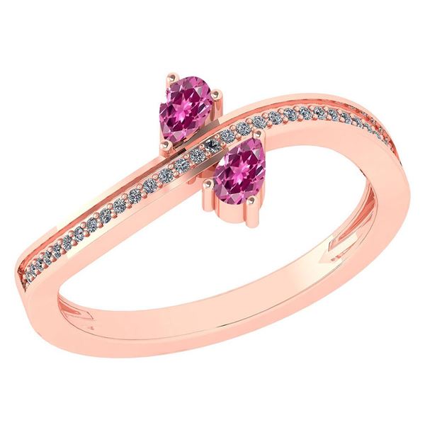 Certified 0.50 Ctw Pink Tourmaline And Diamond 18K Rose