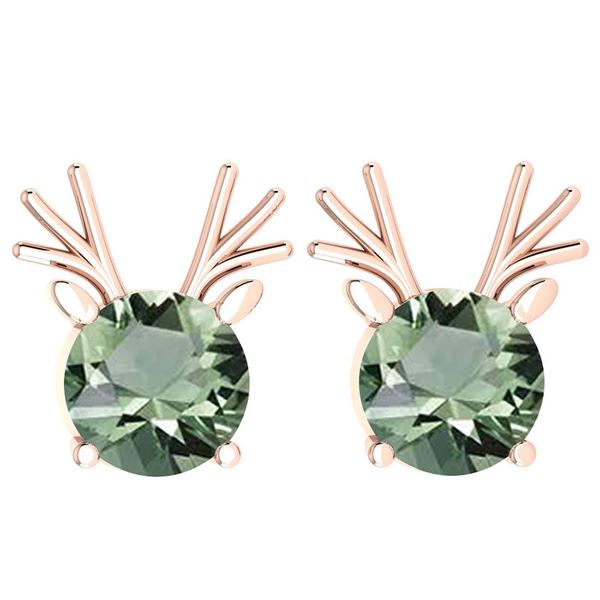 Certified 12.00 Ctw Green Amethyst Stud Earrings 14K Go