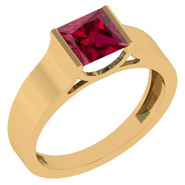 Certified 0.75 Ctw Genuine Ruby 18k Yellow Gold Ring