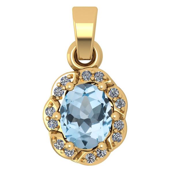 Certified 0.38 Ctw Aquamarine And Diamond 14k Yellow Go