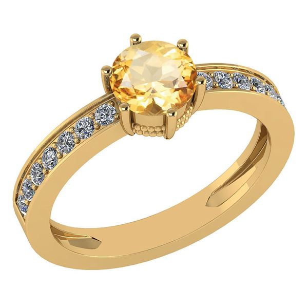 Certified 1.09 Ctw Citrine And Diamond VS/SI1 Ring 14K