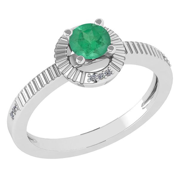 Certified 0.37 CTW Emerald And Diamond 14k White Gold H