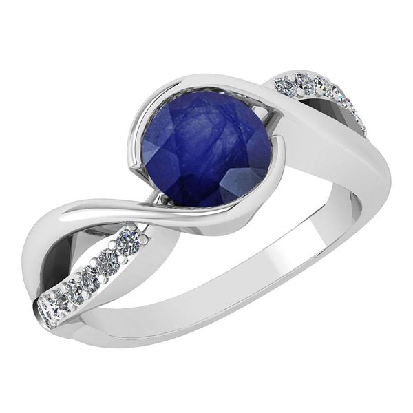 Certified 1.44 Ctw Blue Sapphire And Diamond 14k White