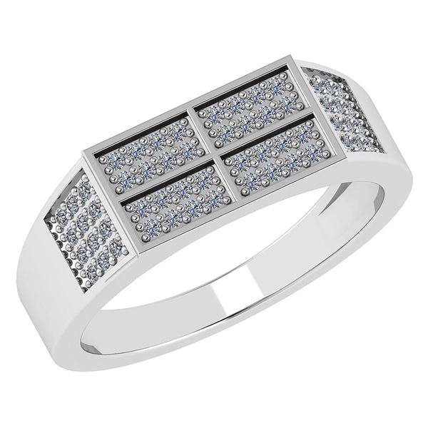 Certified 0.28 Ctw Diamond 18K White Gold Halo Mens Rin
