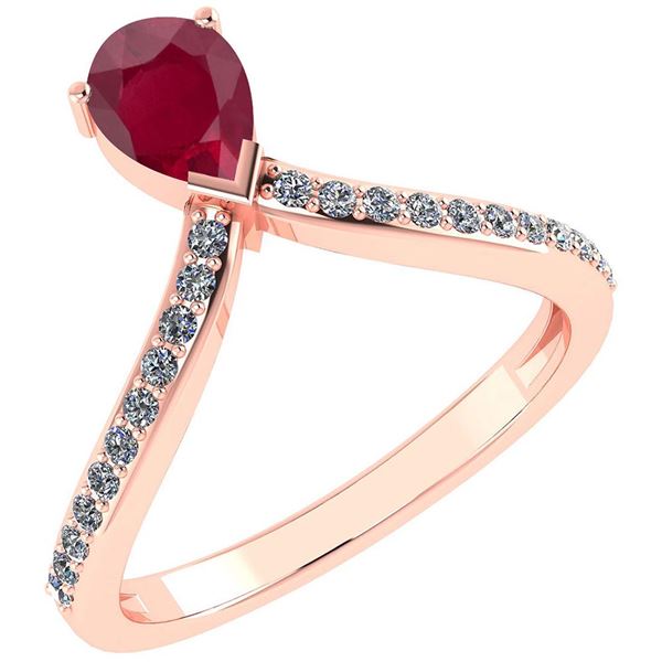 Certified 0.97 Ctw Ruby And Diamond 14k Rose Gold Halo