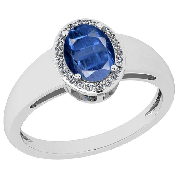 Certified 0.87 Ctw Kyanite And Diamond I1/I2 14K White