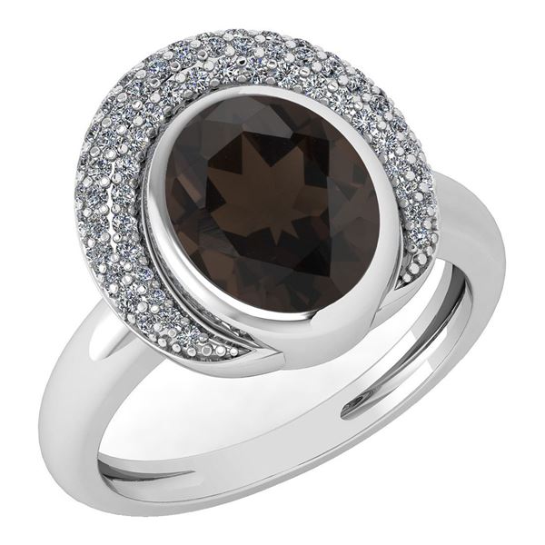 Certified 2.82 Ctw Smoky Quartz And Diamond VS/SI1 Halo
