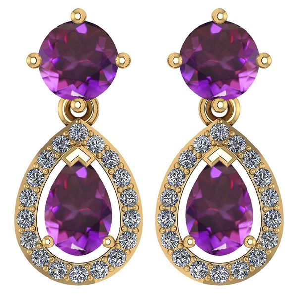Certified 2.19 CTW Amethyst And Diamond 14k Yellow Gold