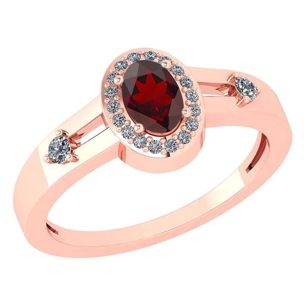 Certified 0.65 Ctw Garnet And Diamond 14k Rose Gold Hal