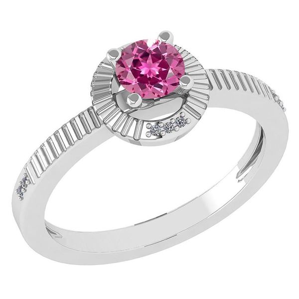 Certified 0.37 Ctw Pink Tourmaline And Diamond 14k Whit