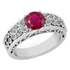 Image 1 : Certified 1.42 Ctw Ruby And Diamond Wedding/Engagement