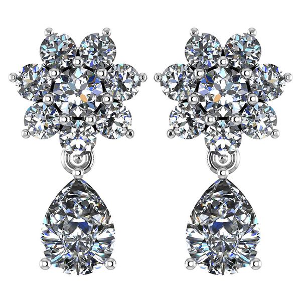 Certified 4.86 Ctw Diamond 14k White Gold Halo Dangling