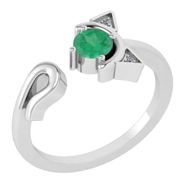 Certified 0.37 Ctw Emerlad And Diamond Cat Style Ring 1