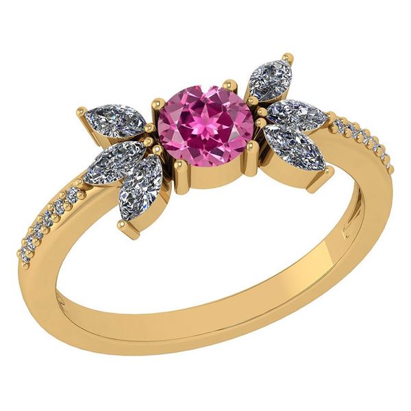 Certified 1.11 Ctw Pink Tourmaline And Diamond 14k Yell