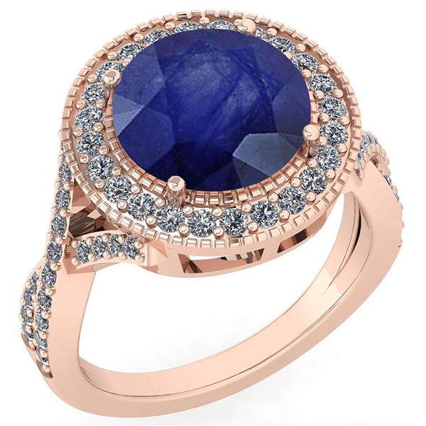 Certified 4.13 Ctw Blue Sapphire And Diamond VS/SI1 Eng