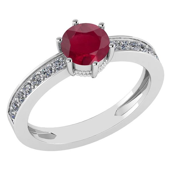 Certified 1.09 Ctw Ruby And Diamond VS/SI1 Halo Ring 14