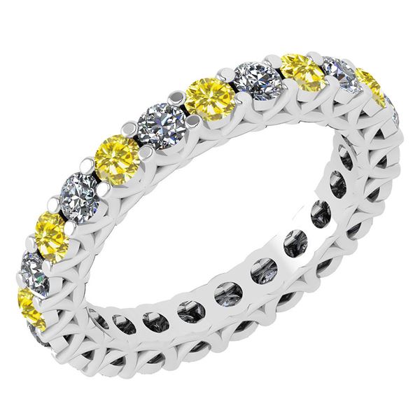 Certified 1.61 Ctw Fancy Yellow Diamond 14k White Gold