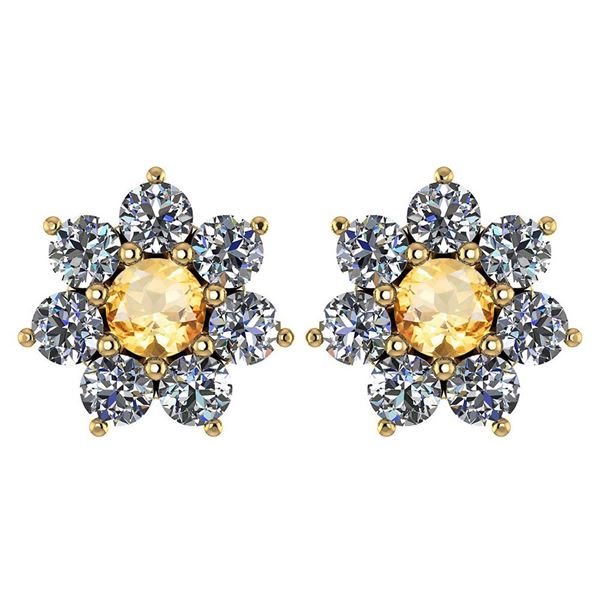 Certified 1.86 Ctw Citrine And Diamond 18K Yellow Gold