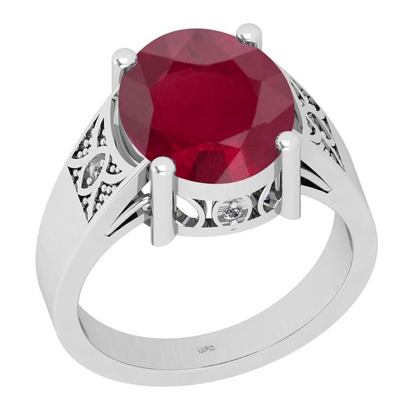 Certified 4.94 Ctw I2/I3 Ruby And Diamond 14K White Gol