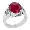 Image 1 : Certified 4.94 Ctw I2/I3 Ruby And Diamond 14K White Gol