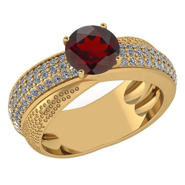 Certified 1.75 Ctw Garnet And Diamond Wedding/Engagemen