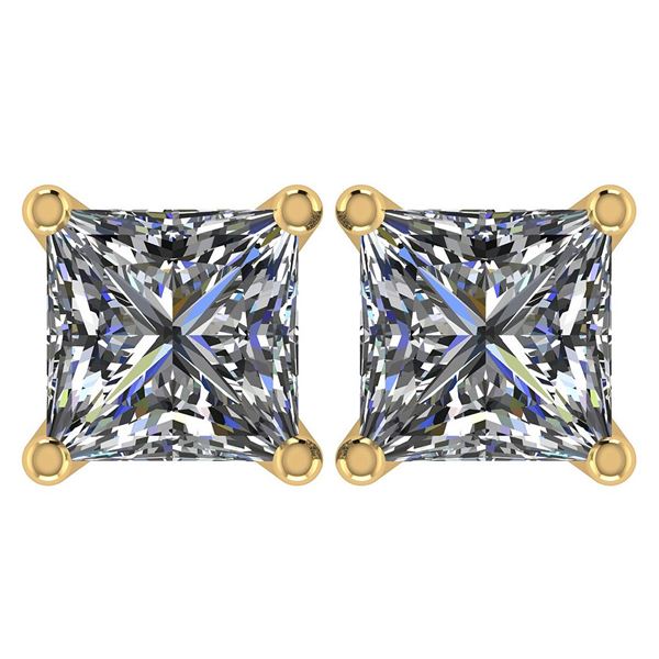 Certified 2.00 Ctw Diamond 14K Yellow Gold Stud Earring