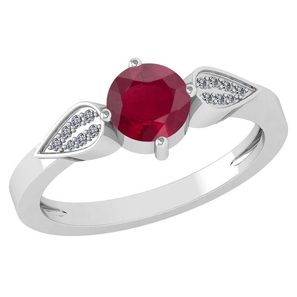Certified 1.12 Ctw Ruby And Diamond 14k White Gold Halo