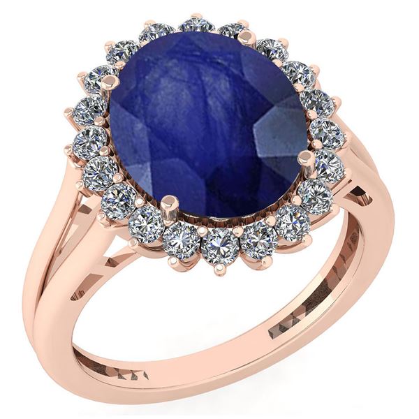 Certified 5.65 Ctw Blue Sapphire And Diamond VS/SI1 Hal
