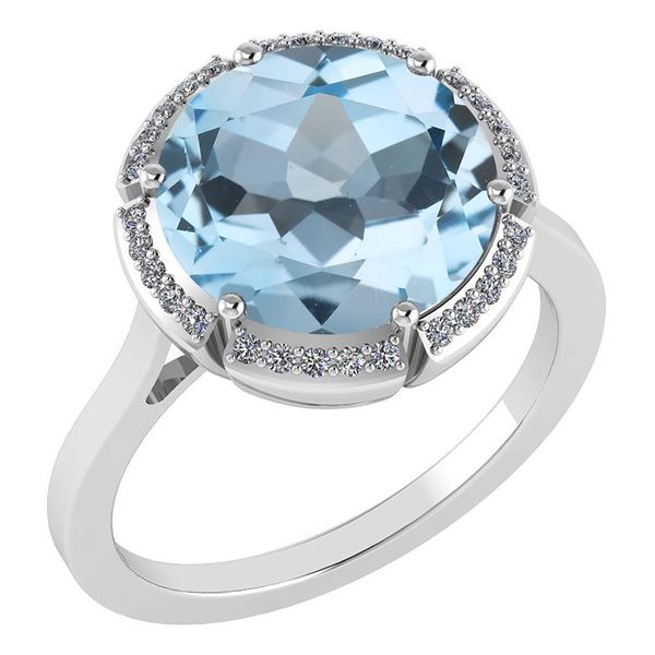 Certified 2.42 Ctw Blue Topaz And Diamond VS/SI1 Halo R