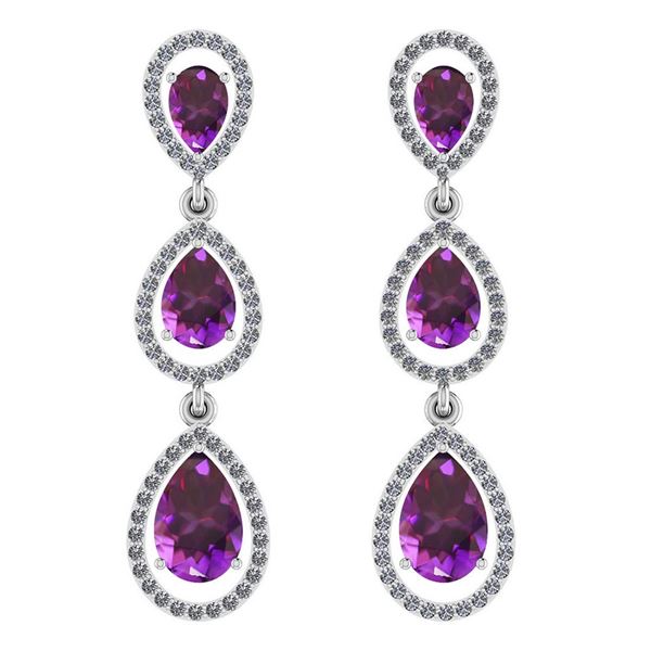 Certified 7.31 Ctw Amethyst And Diamond VS/SI1 Dangling