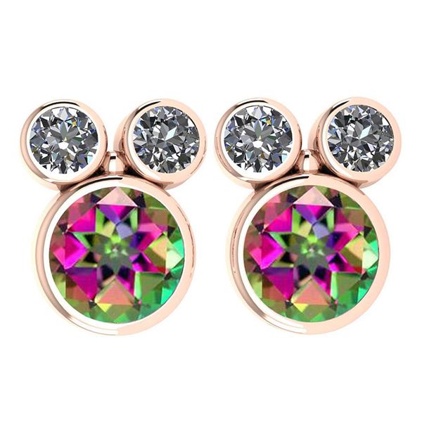 Certified 3.14 Ctw Mystic Topaz And Diamond VS/SI1 Earr