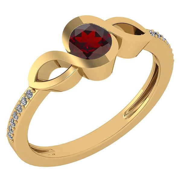 Certified 0.52 Ctw Garnet And Diamond 14k Yellow Gold R