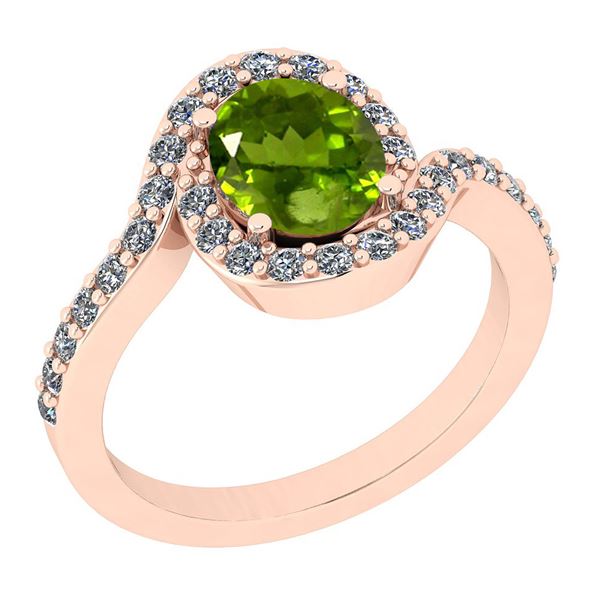 Certified 2.60 Ctw I2/I3 Peridot And Diamond 14K Rose G