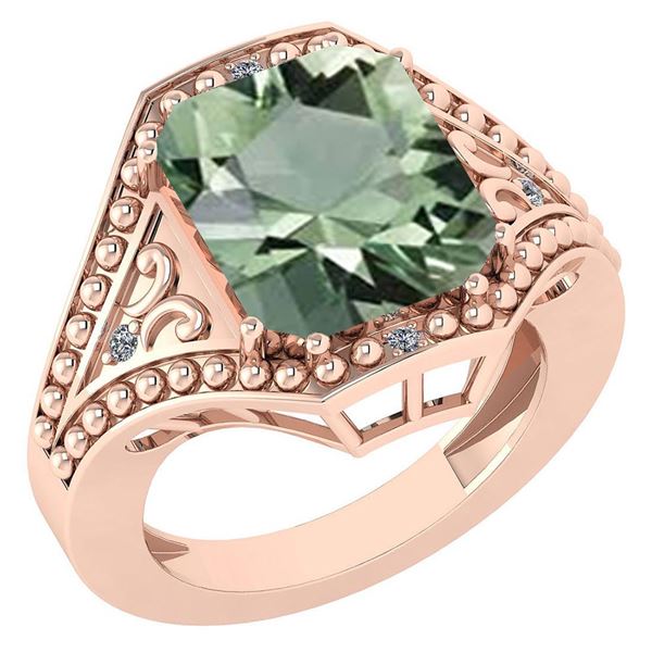 Certified 6.04 Ctw Green Amethyst And Diamond VS/SI1 Ri