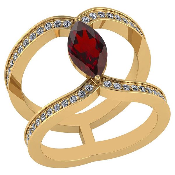 Certified 1.52 Ctw Garnet And Diamond VS/SI1 Ring 14K Y